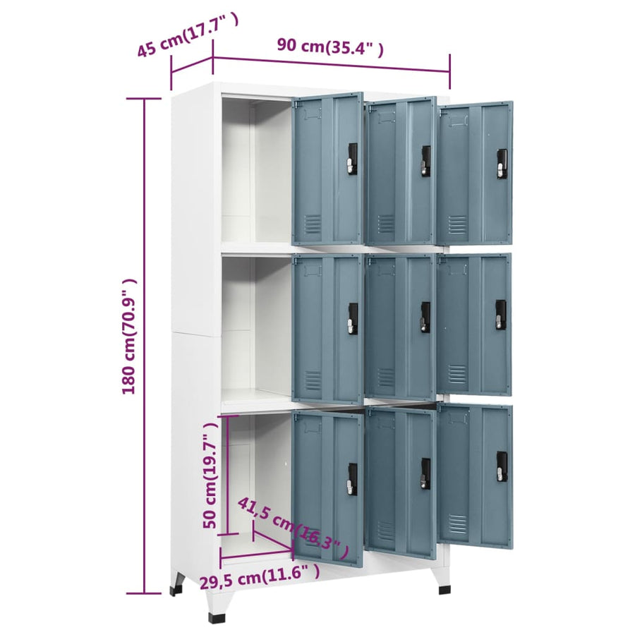 Lockerkast 90x45x180 cm staal lichtgrijs en donkergrijs Lichtgrijs en donkergrijs