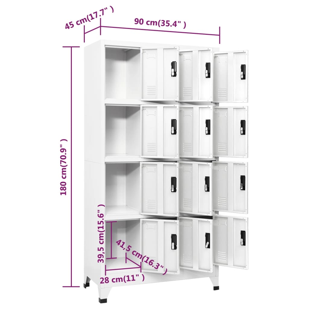 Lockerkast 90x45x180 cm staal wit Wit