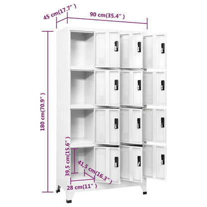 Lockerkast 90x45x180 cm staal wit Wit