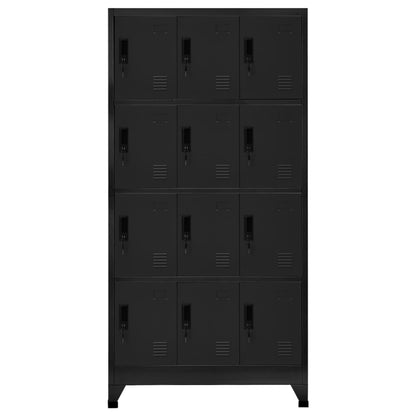 Lockerkast 90x45x180 cm staal zwart Zwart Met 12 lockers