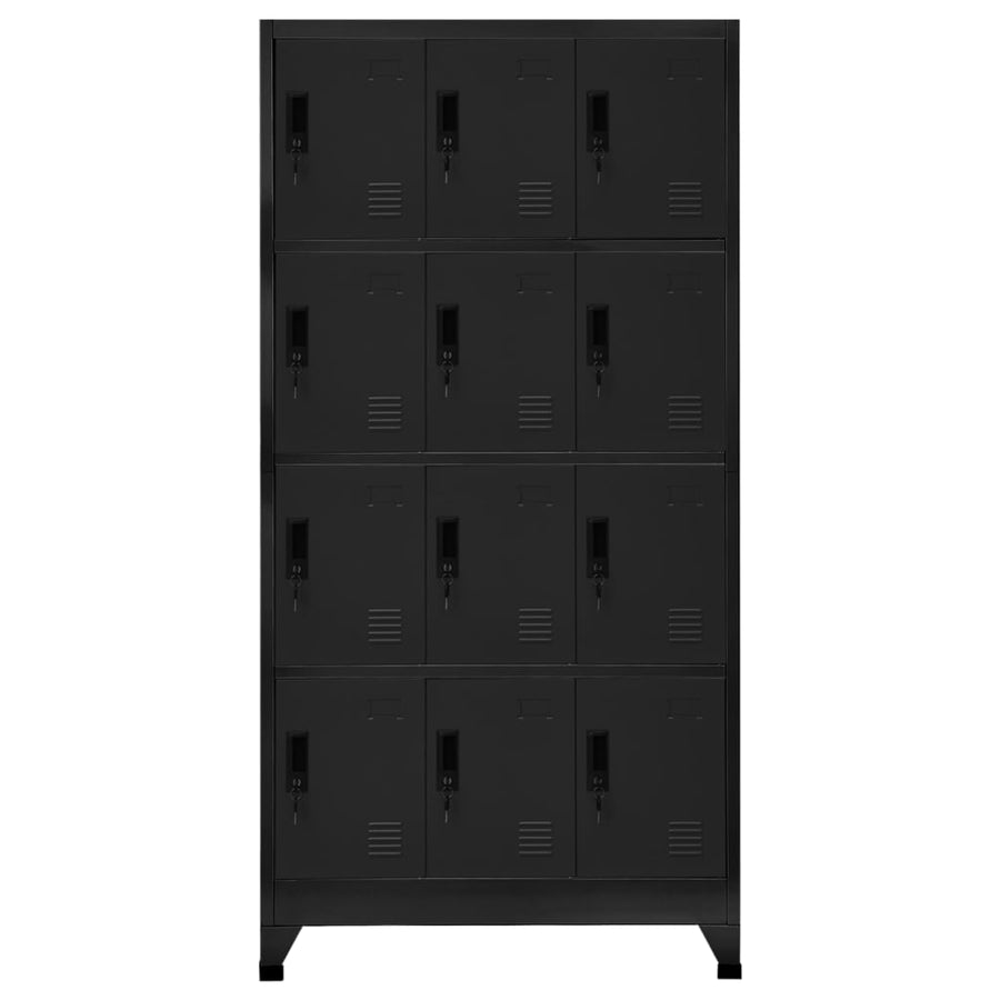 Lockerkast 90x45x180 cm staal zwart Zwart Met 12 lockers