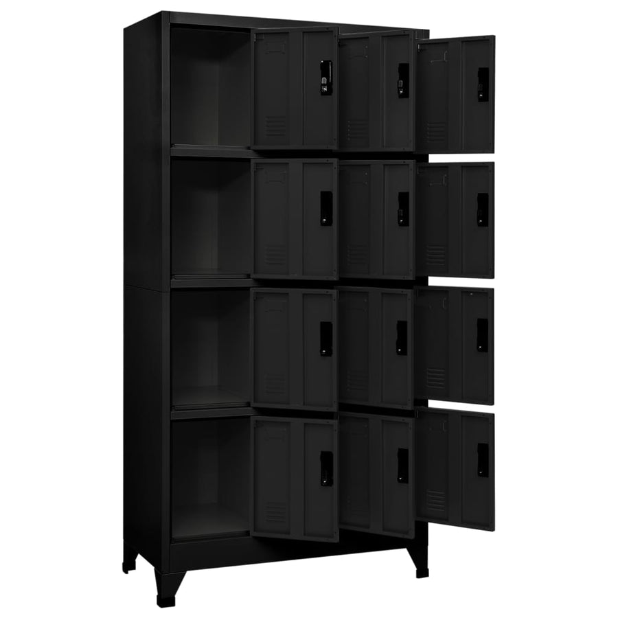 Lockerkast 90x45x180 cm staal zwart Zwart Met 12 lockers