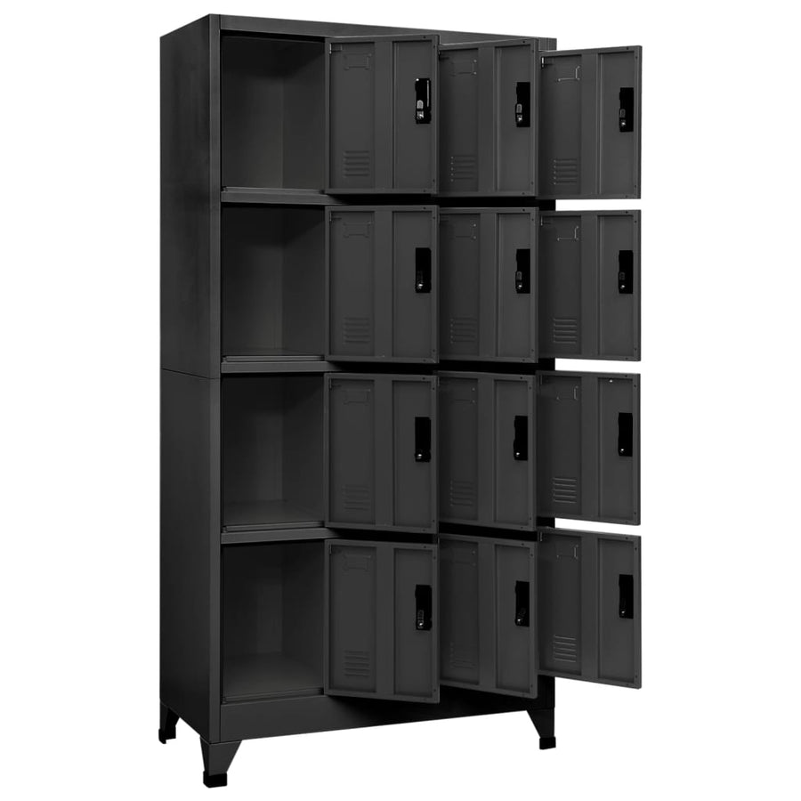 Lockerkast 90x45x180 cm staal antracietkleurig Antraciet Met 12 lockers