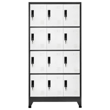 Lockerkast 90x45x180 cm staal antracietkleurig en wit Antraciet en wit Met 12 lockers