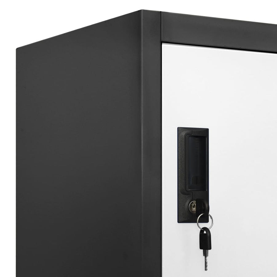 Lockerkast 90x45x180 cm staal antracietkleurig en wit Antraciet en wit Met 12 lockers