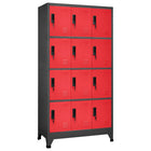 Lockerkast 90x45x180 cm staal antracietkleurig en rood Antraciet en rood Met 12 lockers