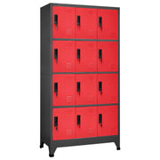Lockerkast 90x45x180 cm staal antraciet rood