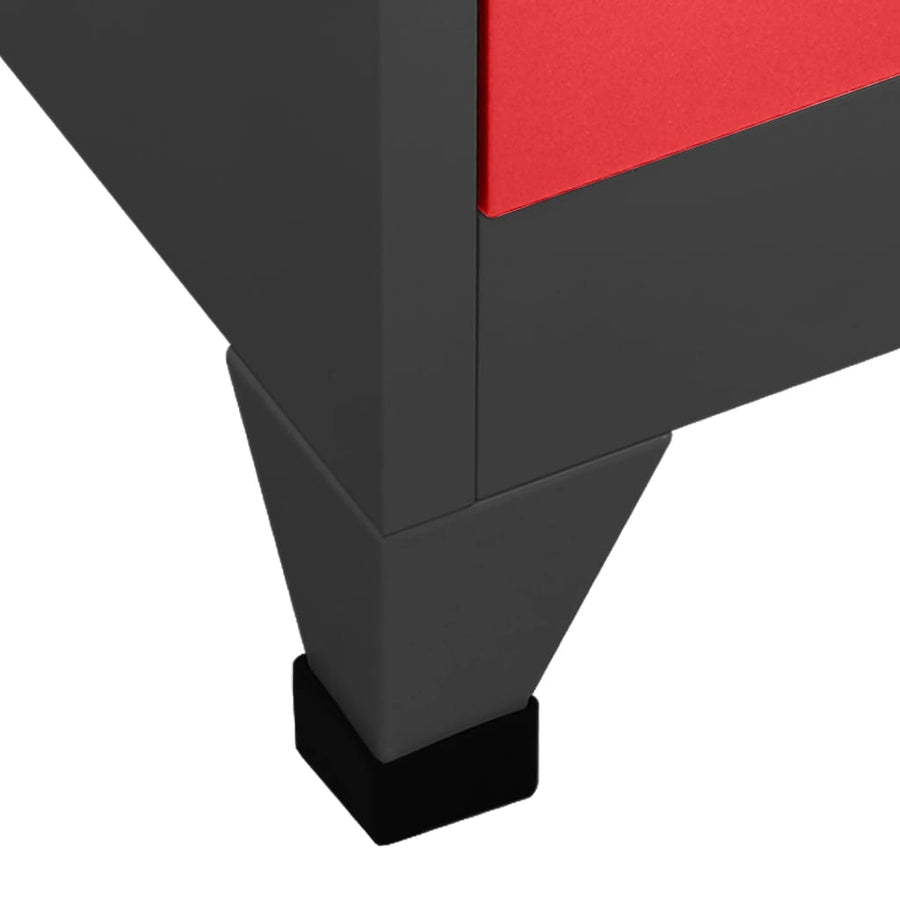 Lockerkast 90x45x180 cm staal antracietkleurig en rood Antraciet en rood Met 12 lockers