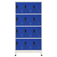 Lockerkast 90X45X180 Cm Staal Grijs En Blauw Met 12 lockers