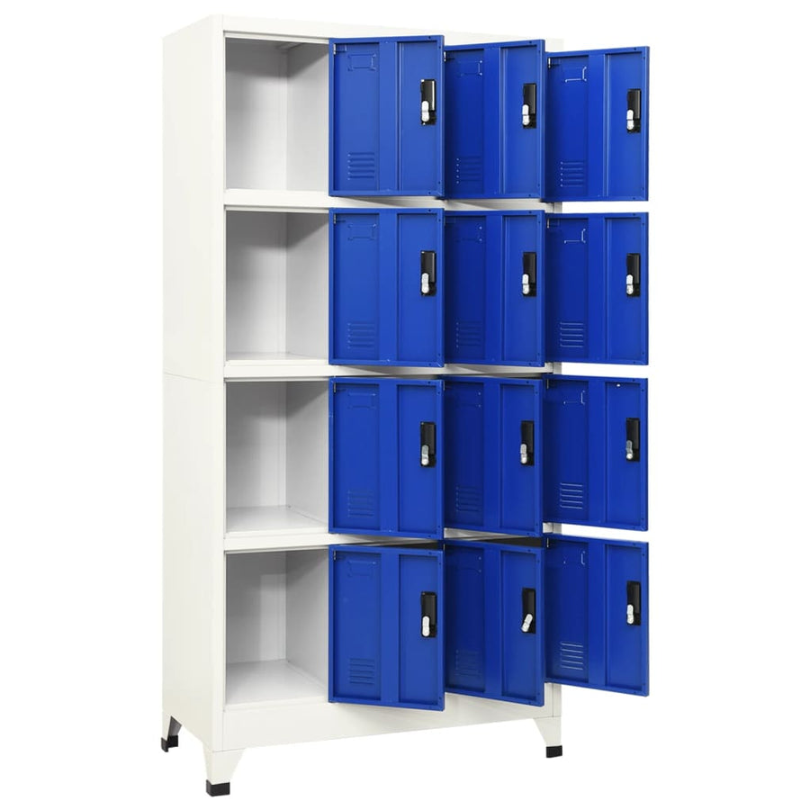 Lockerkast 90X45X180 Cm Staal Grijs En Blauw Met 12 lockers