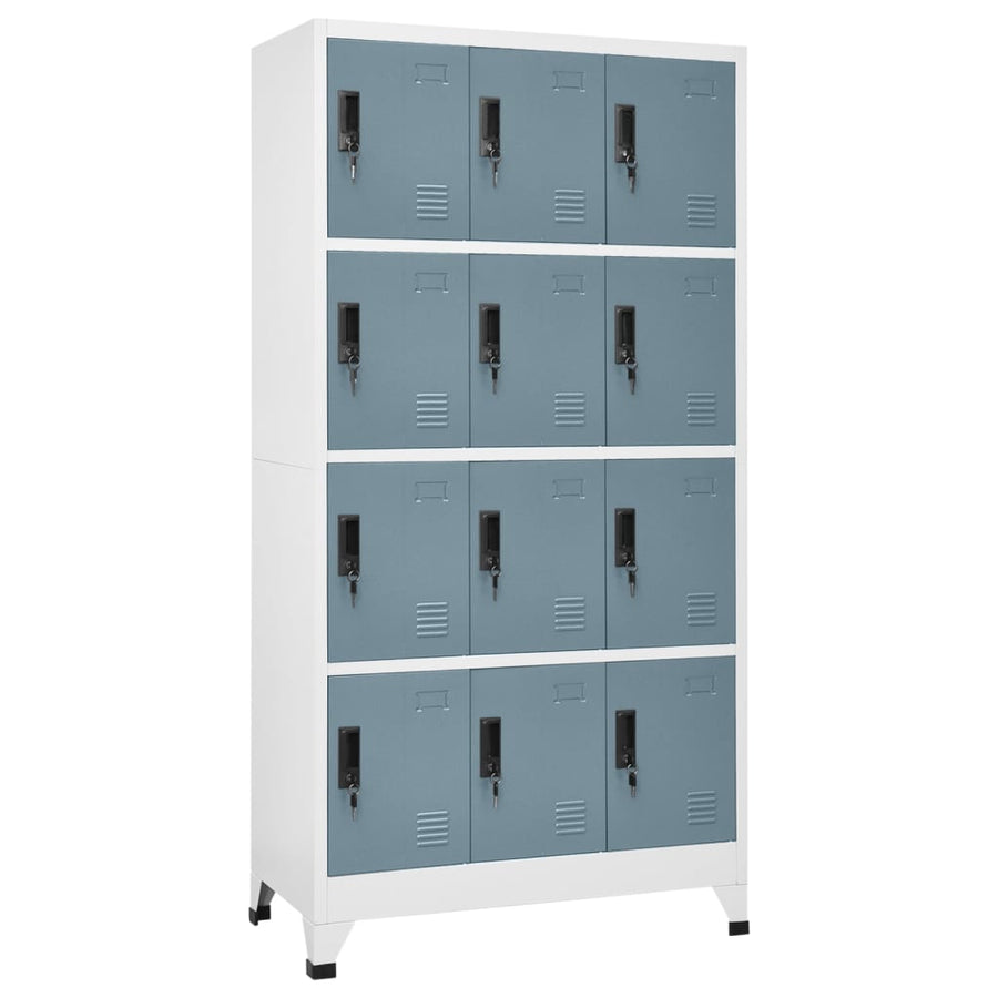 Lockerkast 90x45x180 cm staal lichtgrijs en donkergrijs Lichtgrijs en donkergrijs