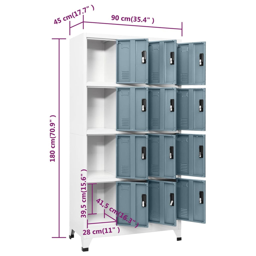Lockerkast 90x45x180 cm staal lichtgrijs en donkergrijs Lichtgrijs en donkergrijs