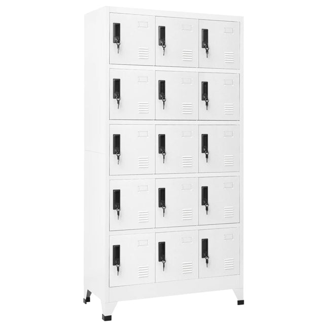 Lockerkast 90x40x180 cm staal wit Wit Met 15 lockers