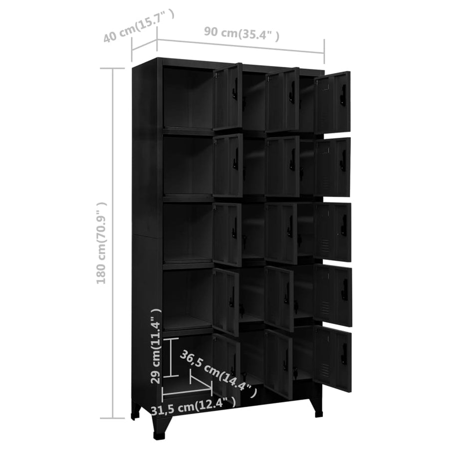 Lockerkast 90X40X180 Cm Staal Zwart 1