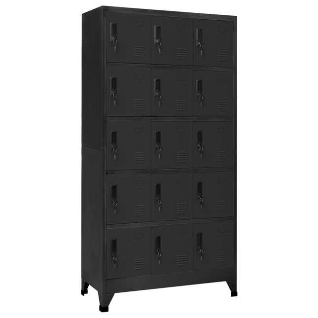 Lockerkast 90x40x180 cm staal antracietkleurig Antraciet Met 15 lockers