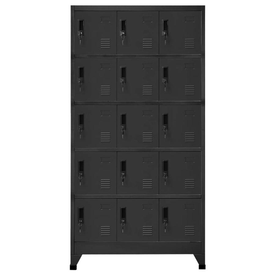 Lockerkast 90x40x180 cm staal antracietkleurig Antraciet Met 15 lockers