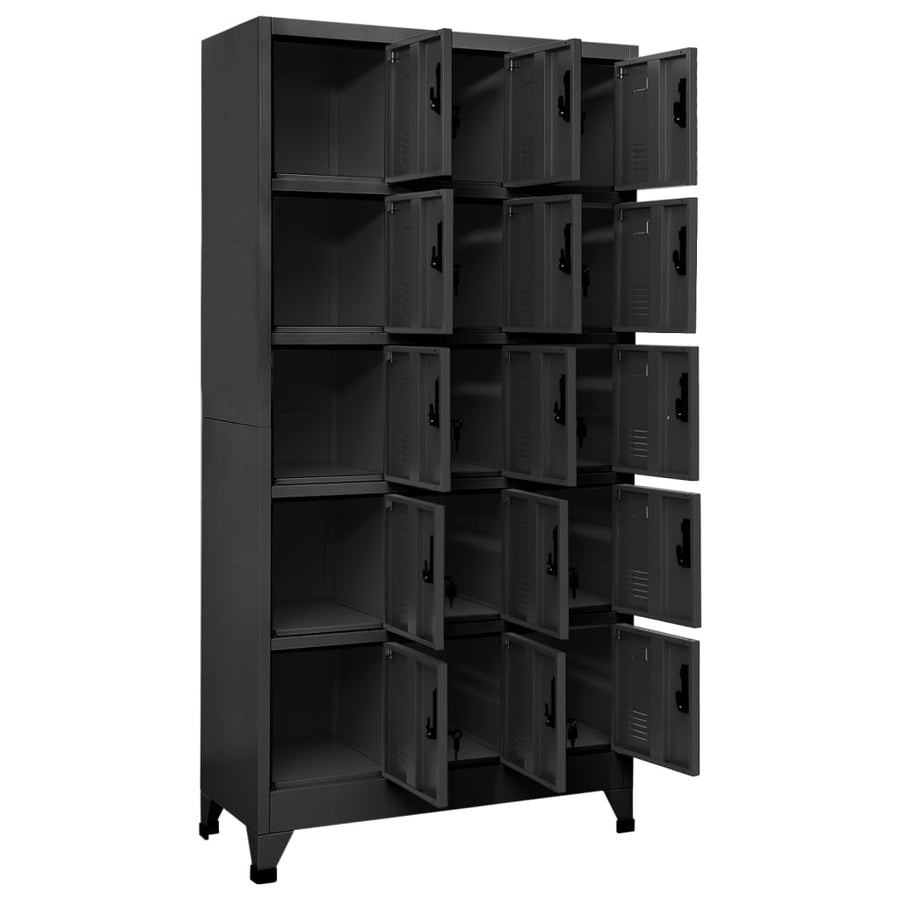 Lockerkast 90x40x180 cm staal antracietkleurig Antraciet Met 15 lockers