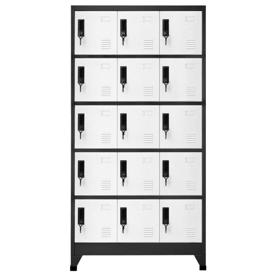 Lockerkast 90x40x180 cm staal antracietkleurig en wit Antraciet en wit