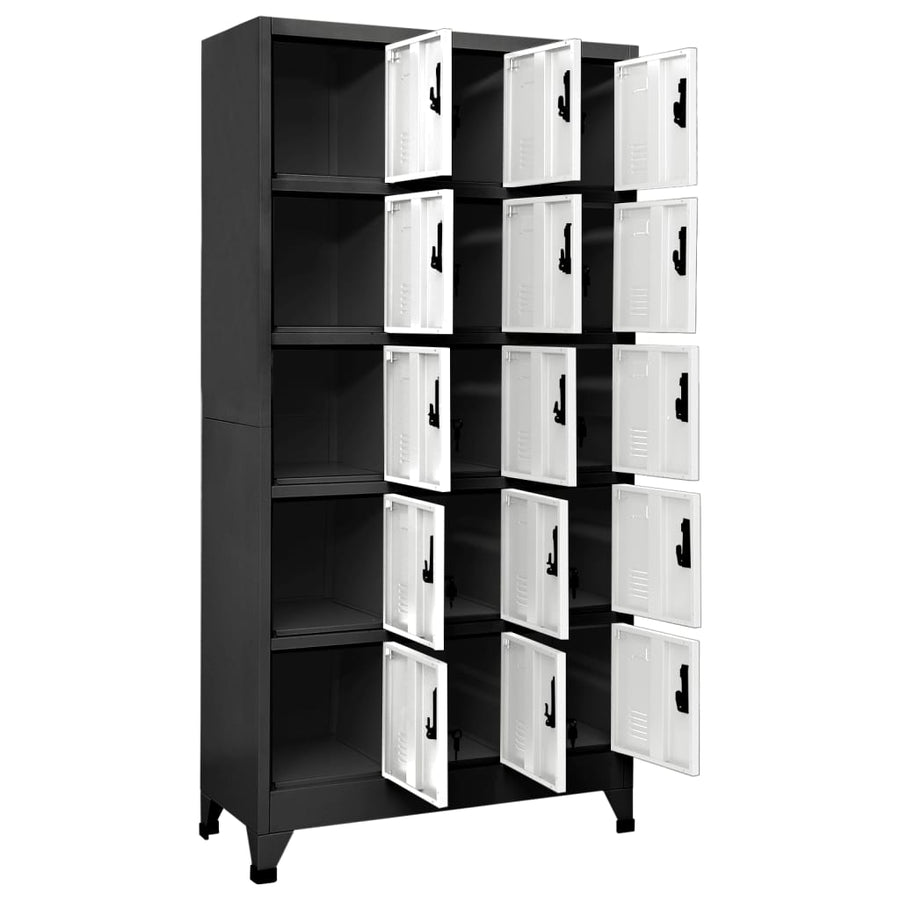 Lockerkast 90x40x180 cm staal antracietkleurig en wit Antraciet en wit