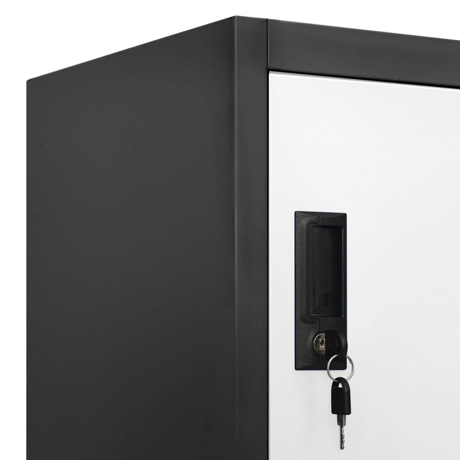 Lockerkast 90x40x180 cm staal antracietkleurig en wit Antraciet en wit