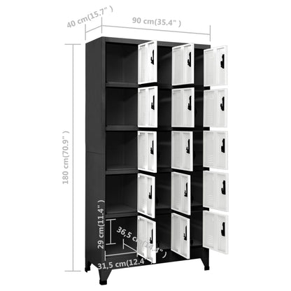 Lockerkast 90x40x180 cm staal antracietkleurig en wit Antraciet en wit
