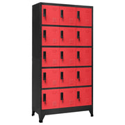 Lockerkast 90x40x180 cm staal antraciet rood