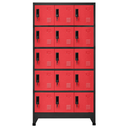 Lockerkast 90x40x180 cm staal antracietkleurig en rood Antraciet en rood