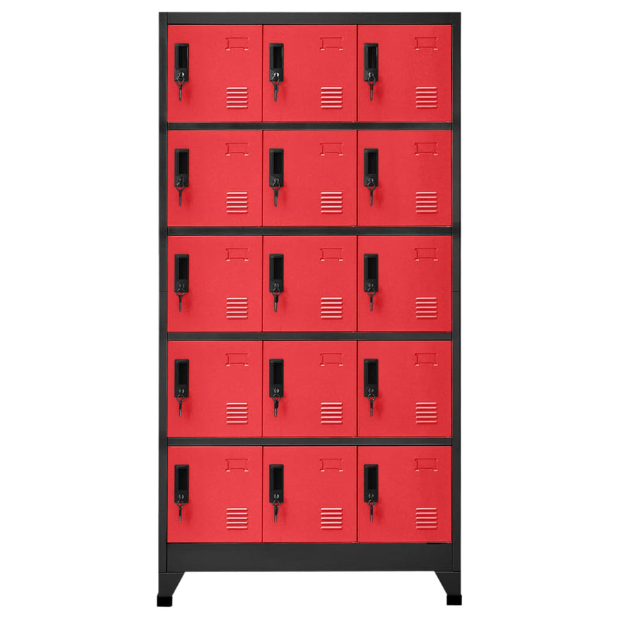 Lockerkast 90x40x180 cm staal antracietkleurig en rood Antraciet en rood