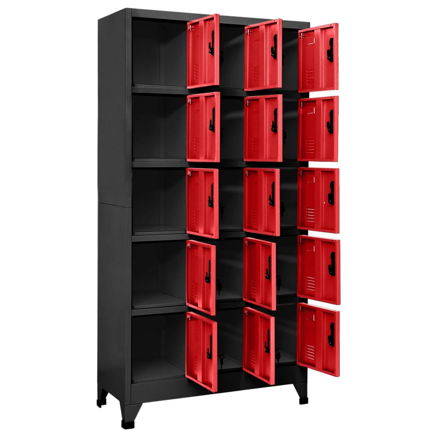 Lockerkast 90x40x180 cm staal antracietkleurig en rood Antraciet en rood