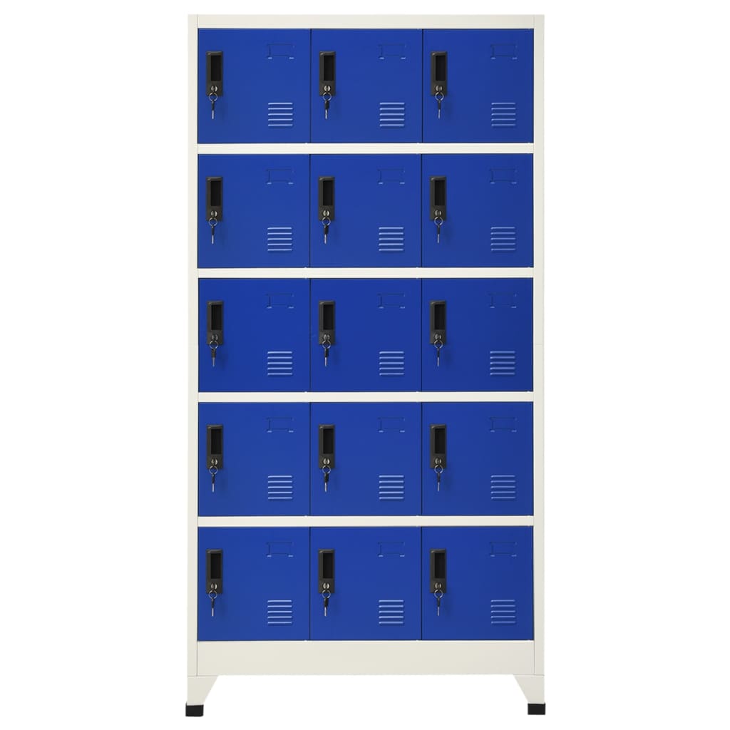 Lockerkast 90x40x180 cm staal grijs en blauw Grijs en blauw