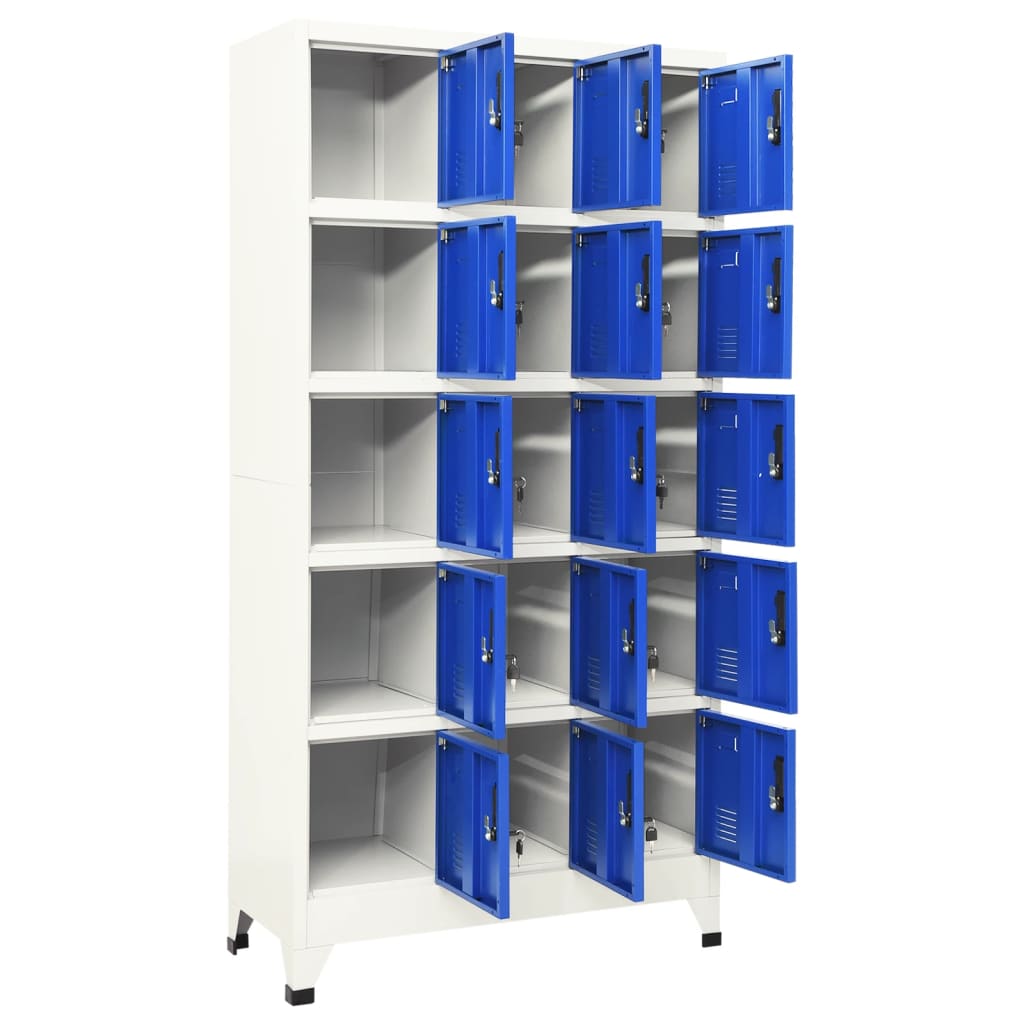 Lockerkast 90x40x180 cm staal grijs en blauw Grijs en blauw