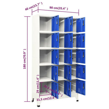 Lockerkast 90x40x180 cm staal grijs en blauw Grijs en blauw