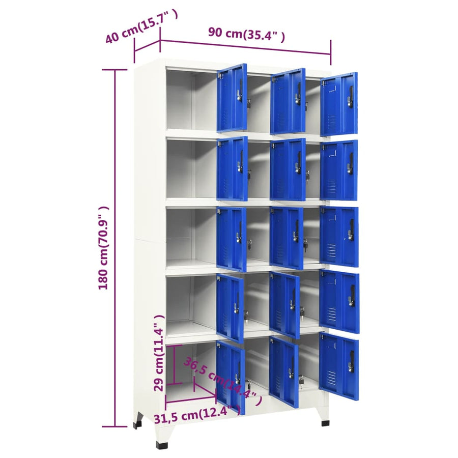 Lockerkast 90x40x180 cm staal grijs en blauw Grijs en blauw