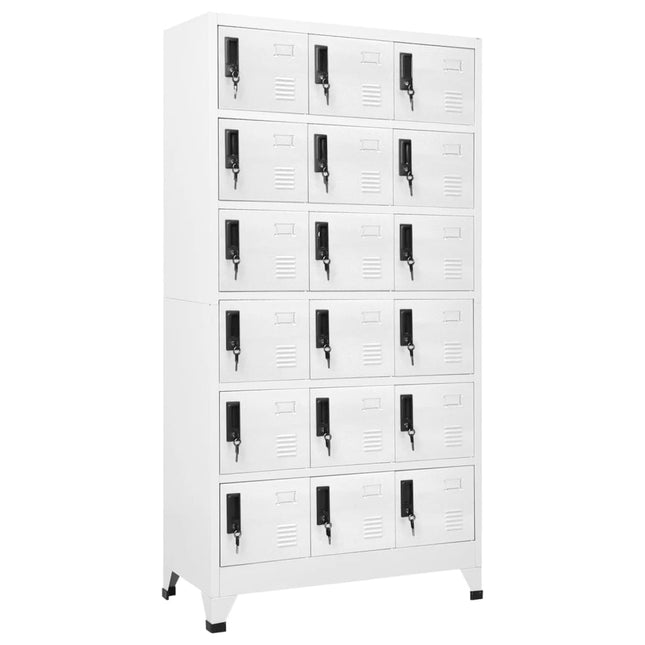 Lockerkast 90x40x180 cm staal wit Wit Met 18 lockers