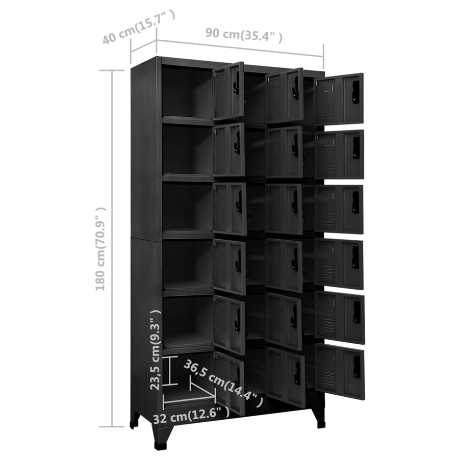 Lockerkast 90x40x180 cm staal antracietkleurig Antraciet