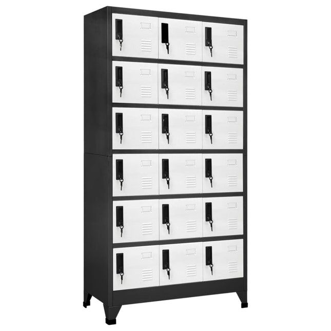 Lockerkast 90x40x180 cm staal antracietkleurig en wit Antraciet en wit