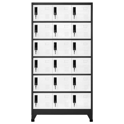 Lockerkast 90x40x180 cm staal antracietkleurig en wit Antraciet en wit