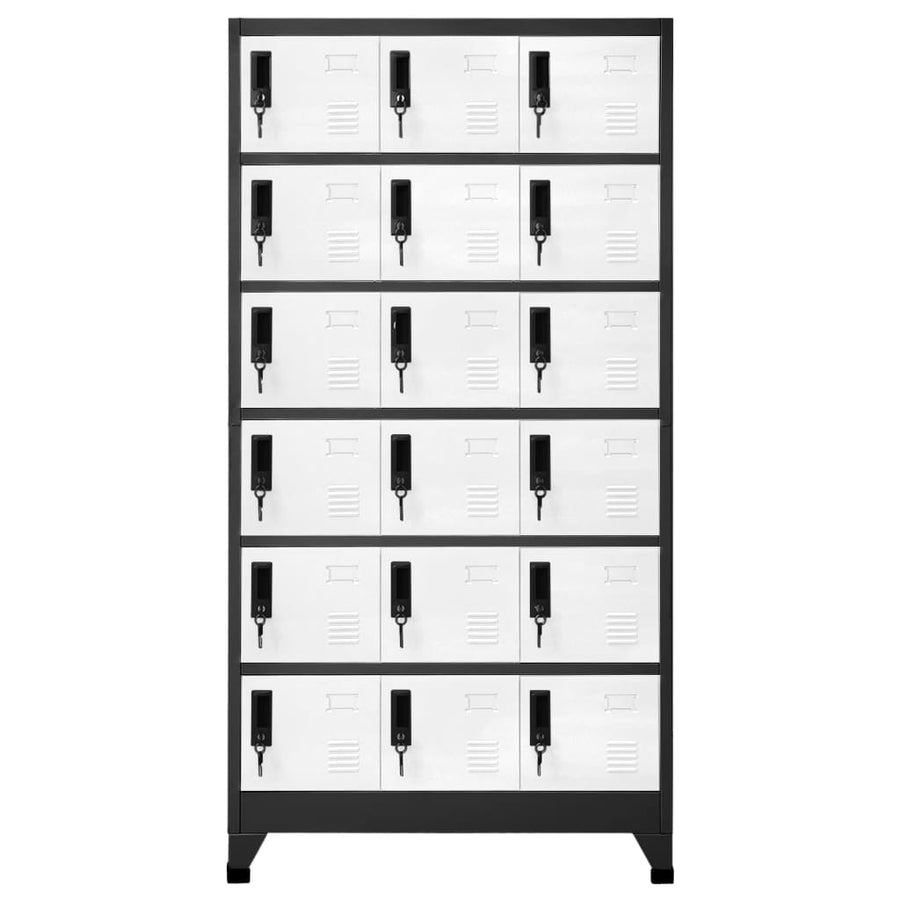 Lockerkast 90x40x180 cm staal antracietkleurig en wit Antraciet en wit