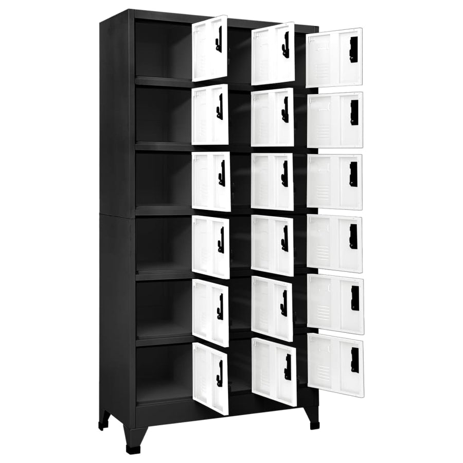 Lockerkast 90x40x180 cm staal antracietkleurig en wit Antraciet en wit