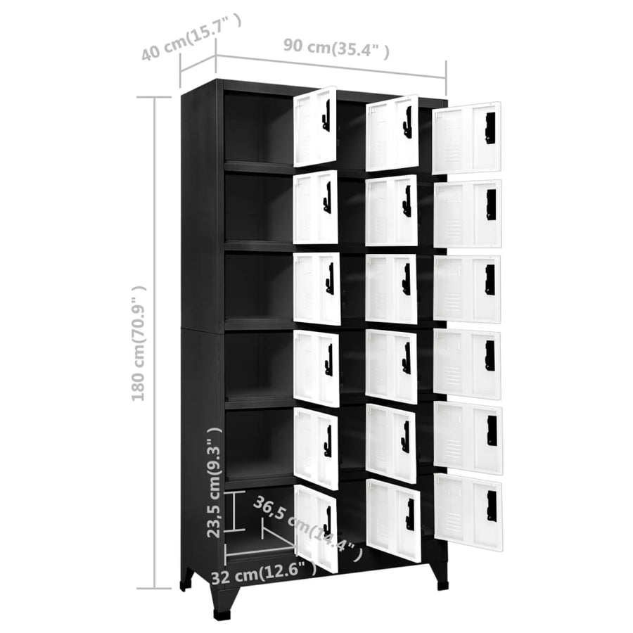 Lockerkast 90x40x180 cm staal antracietkleurig en wit Antraciet en wit