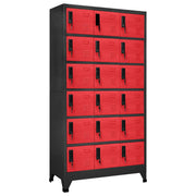 Lockerkast 90x40x180 cm staal antraciet rood