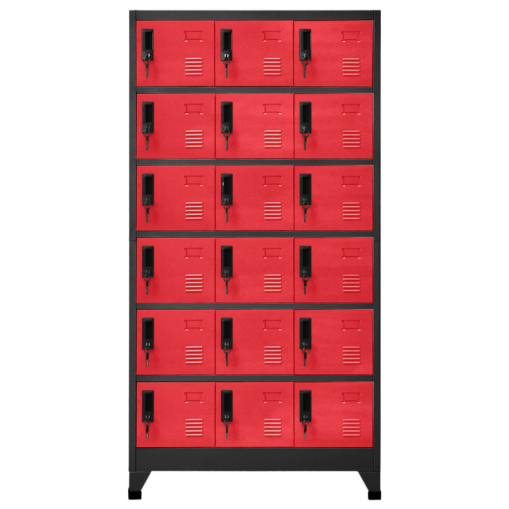 Lockerkast 90x40x180 cm staal antracietkleurig en rood Antraciet en rood