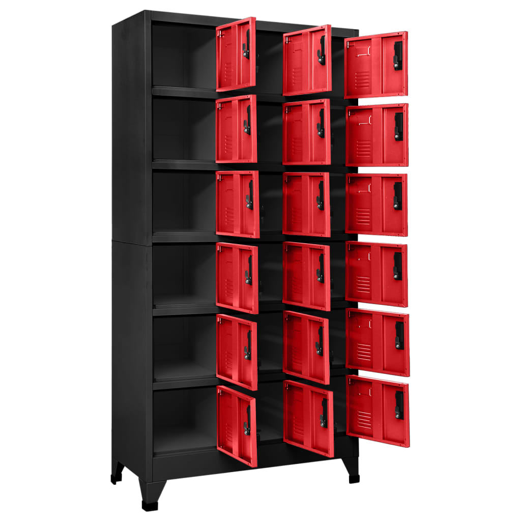Lockerkast 90x40x180 cm staal antracietkleurig en rood Antraciet en rood