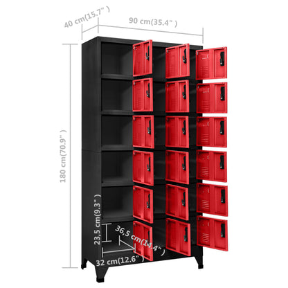 Lockerkast 90x40x180 cm staal antracietkleurig en rood Antraciet en rood