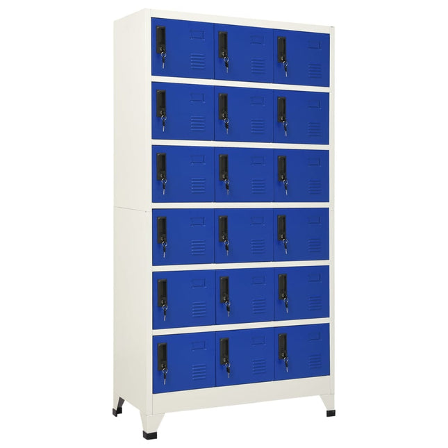 Lockerkast 90x40x180 cm staal grijs en blauw Grijs en blauw Met 18 lockers