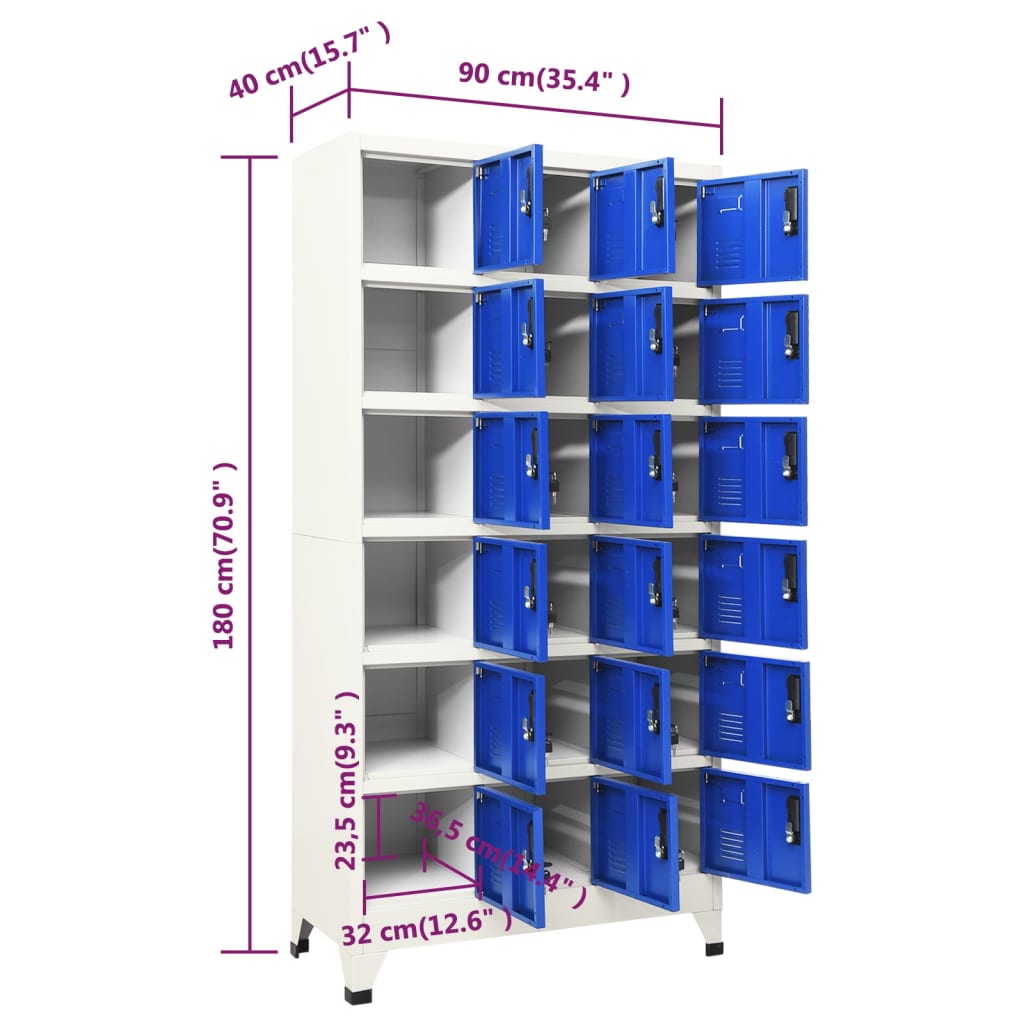 Lockerkast 90X40X180 Cm Staal Grijs En Blauw 1