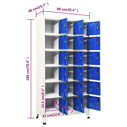 Lockerkast 90X40X180 Cm Staal Grijs En Blauw 1