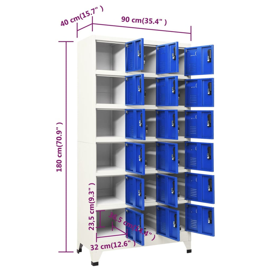 Lockerkast 90X40X180 Cm Staal Grijs En Blauw 1