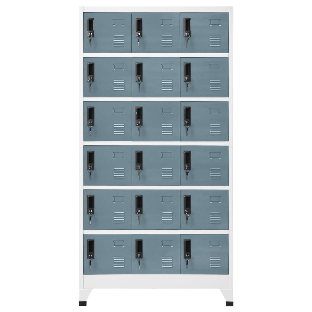 Lockerkast 90X40X180 Cm Staal Lichtgrijs En Donkergrijs Met 18 lockers