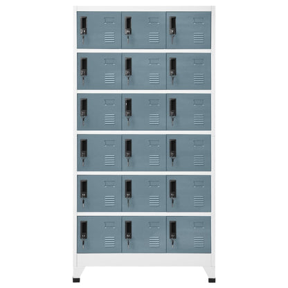 Lockerkast 90X40X180 Cm Staal Lichtgrijs En Donkergrijs Met 18 lockers